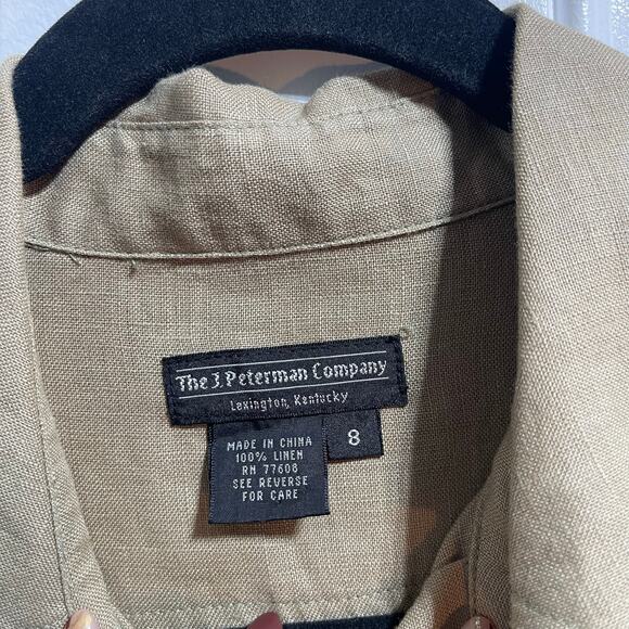 Vintage The J. Peterman Company 100% Linen Midi Dress Button Front Women's 8 - Picture 6 of 7